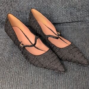 Linea Paolo Black Fabric Kitten Heel Size 13